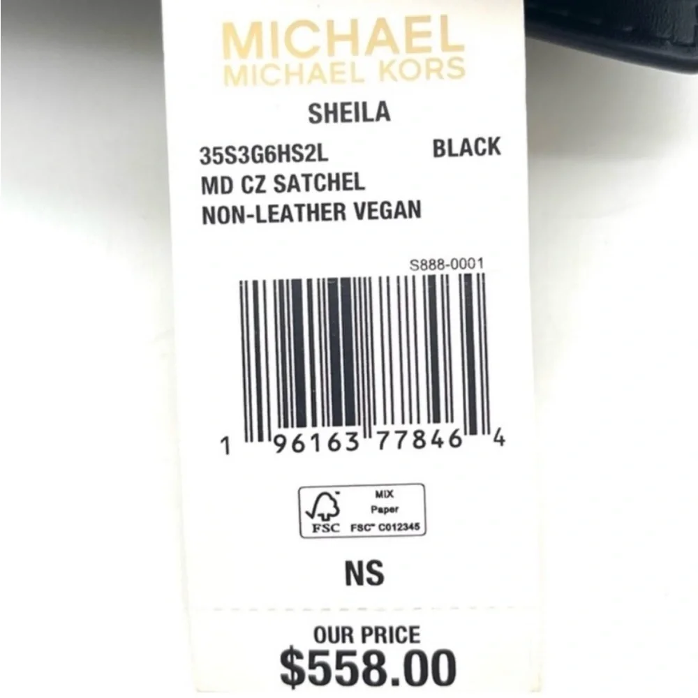 Michael Kors Sheila Medium Center Zip Satchel Crossbody Bag Black